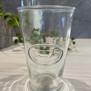 Amici Home Farmhouse Embossed Cow Glass Tumbler Clear Italian Vintage Style